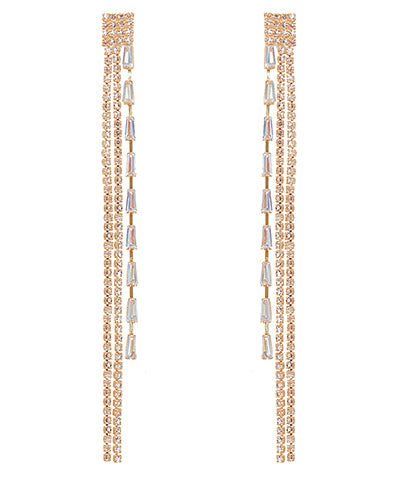 GS RHINESTONE LONG DROP EARRING