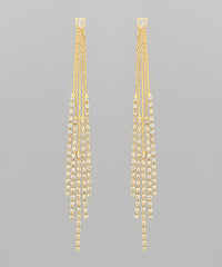 GS SNAKE CHAIN RHINESTONE FRINGE EARRINGS
