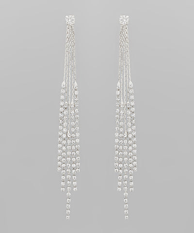 GS SNAKE CHAIN RHINESTONE FRINGE EARRINGS