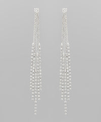 GS SNAKE CHAIN RHINESTONE FRINGE EARRINGS