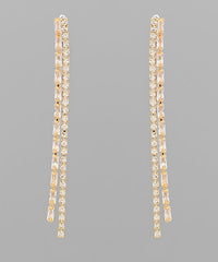 GS CZ BAGUETTE 2 LINE DROP EARRING