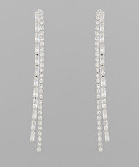 GS CZ BAGUETTE 2 LINE DROP EARRING