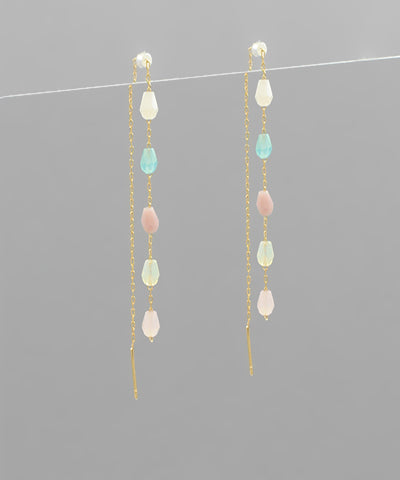 GS DANGLE BEAD CHAIN EARRING