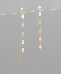 GS DANGLE BEAD CHAIN EARRING