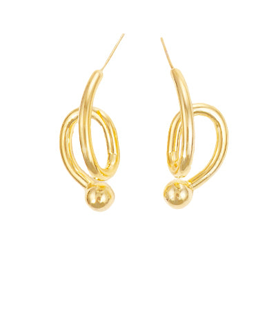 GS CURVED LINE & BALL METAL EARRING