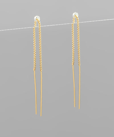 GS CHAIN THREADER DOUBLE PIERCING EARRING