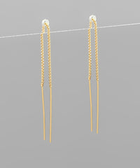 GS CHAIN THREADER DOUBLE PIERCING EARRING