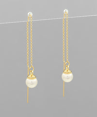 GS CHAIN THREADER PEARL DROP EARRING