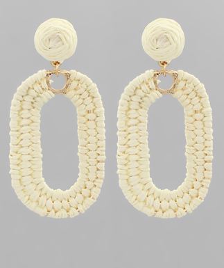 GS WRAPPED RAFFIA OVAL DANGLE EARRING
