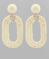 GS WRAPPED RAFFIA OVAL DANGLE EARRING