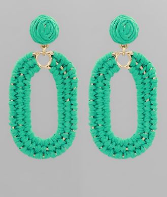 GS WRAPPED RAFFIA OVAL DANGLE EARRING