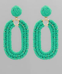 GS WRAPPED RAFFIA OVAL DANGLE EARRING