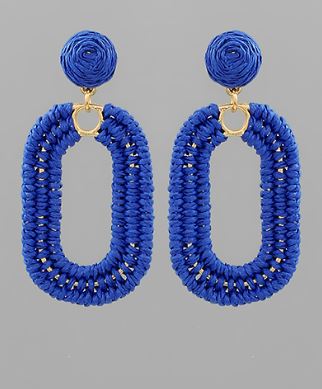 GS WRAPPED RAFFIA OVAL DANGLE EARRING