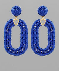 GS WRAPPED RAFFIA OVAL DANGLE EARRING