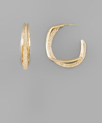 GS DOUBLE LAYERED SQUARE HOOPS