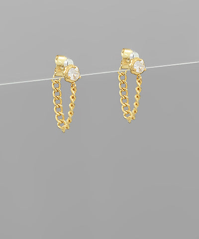 GS CZ & CHAIN DROP EARRING