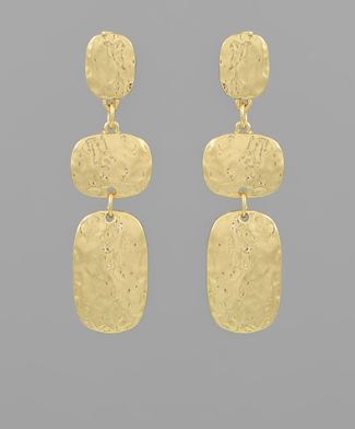 GS HAMMERED 3 OVAL DROP EARRING