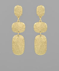 GS HAMMERED 3 OVAL DROP EARRING