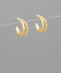 GS BAMBOO SHAPED DOUBLE LAYERED HOOP EARRING