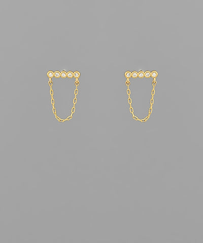 GS PAVE BAR LIN CHAIN EARRING