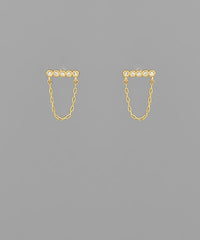 GS PAVE BAR LIN CHAIN EARRING