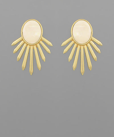 GS MOP & HALF SUNBURST EARRING