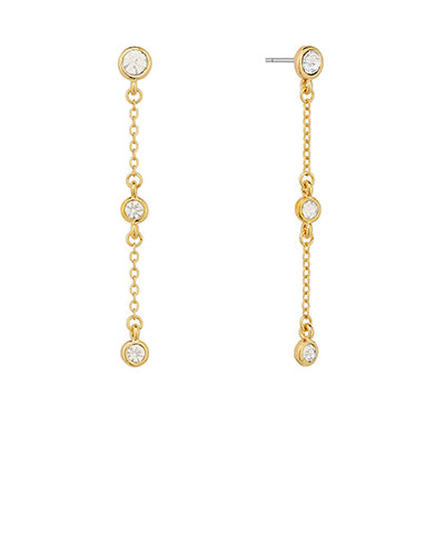 GS RHINESTONE CHAIN DROP EARRI