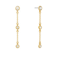 GS RHINESTONE CHAIN DROP EARRI