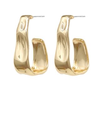 GS BENT RECTANGLE OPEN HOOPS