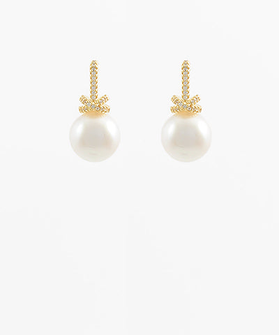GS TEXTURED RIUND PEARL EARRINGS