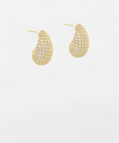 GS PAVE PUFFY TEARDROP EARRING