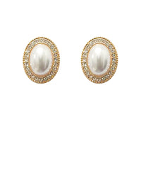 GS OVAL PEARL & CRYSTAL EARRING