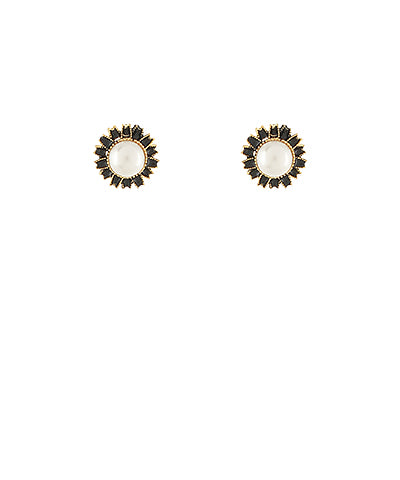 GS ROUND PEARL FLOWER EARRING