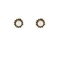 GS ROUND PEARL FLOWER EARRING