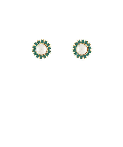 GS ROUND PEARL FLOWER EARRING