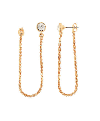 GS CRYSTAL & DIA CUT CHAIN CONNNECT EARRINGS