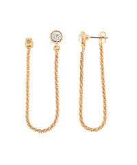 GS CRYSTAL & DIA CUT CHAIN CONNNECT EARRINGS