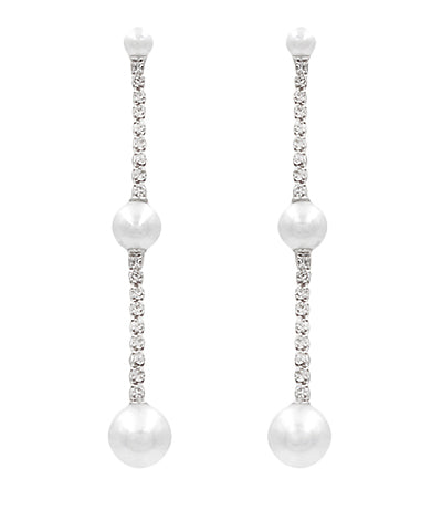 GS STATIONED PEARL & CUP CHAIN EARRING