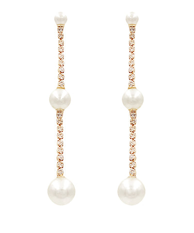 GS STATIONED PEARL & CUP CHAIN EARRING