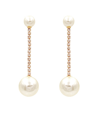 GS LINKED PEARL & CUP CHAIN DROP EARRING
