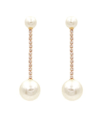 GS LINKED PEARL & CUP CHAIN DROP EARRING