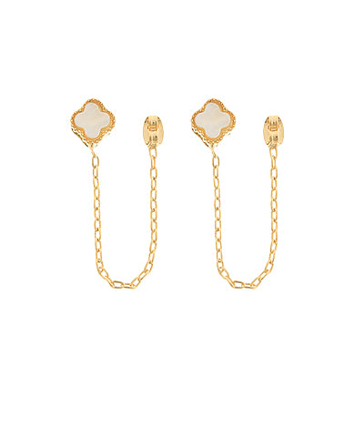GS CLOVER & CHAIN DROP EARRING