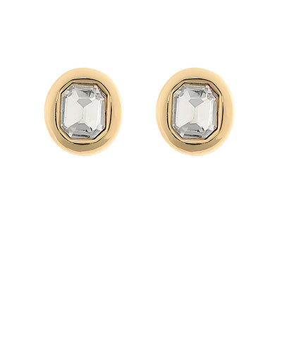 GS EMERALD CUT & METAL EARRING
