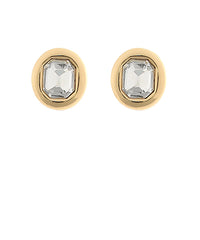 GS EMERALD CUT & METAL EARRING