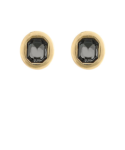 GS EMERALD CUT & METAL EARRING