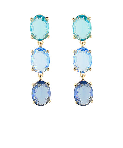 GS GLASS OVAL LINEAR 3 DROP EARRINGS