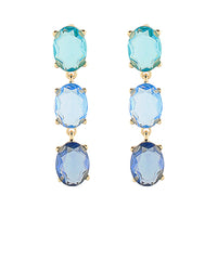 GS GLASS OVAL LINEAR 3 DROP EARRINGS
