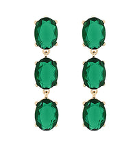 GS GLASS OVAL LINEAR 3 DROP EARRINGS