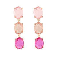 GS GLASS OVAL LINEAR 3 DROP EARRINGS