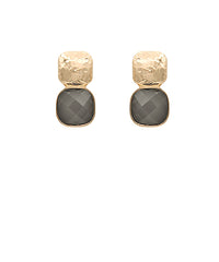 GA TEXTURED METAL & CUSHION EARRING